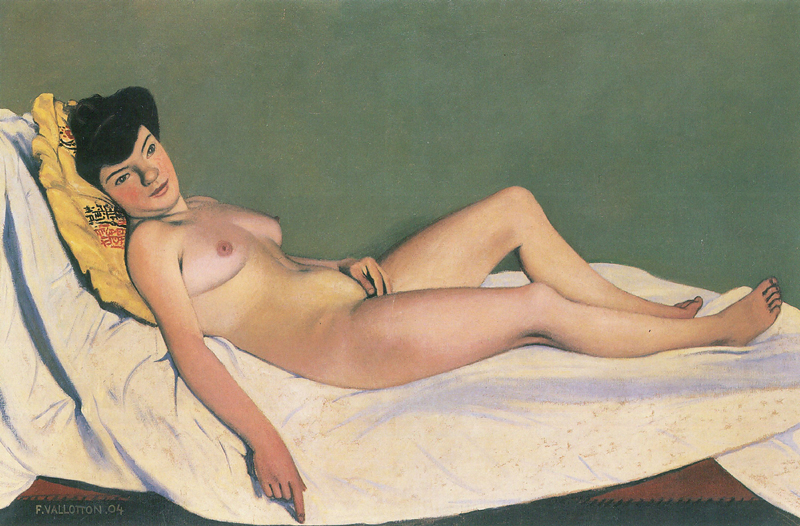 Vallotton Liegender Akt auf gelbem Kissen